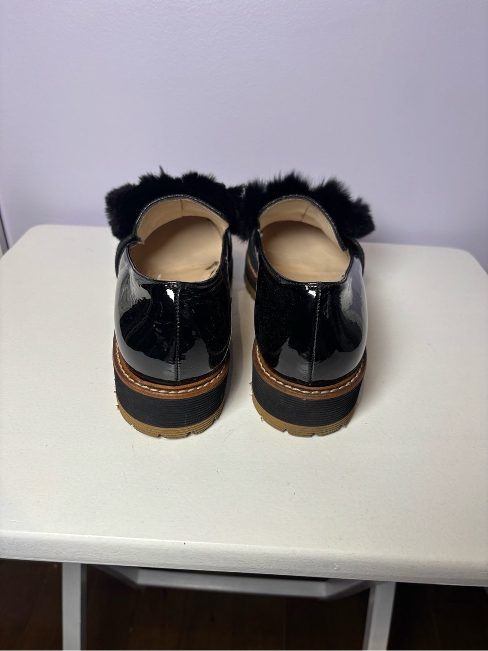 Gadea by LODI Black Patent Faux Fur & Crystal Chic Luxury Whimsical Loafers 40 - Picture 4 of 7
